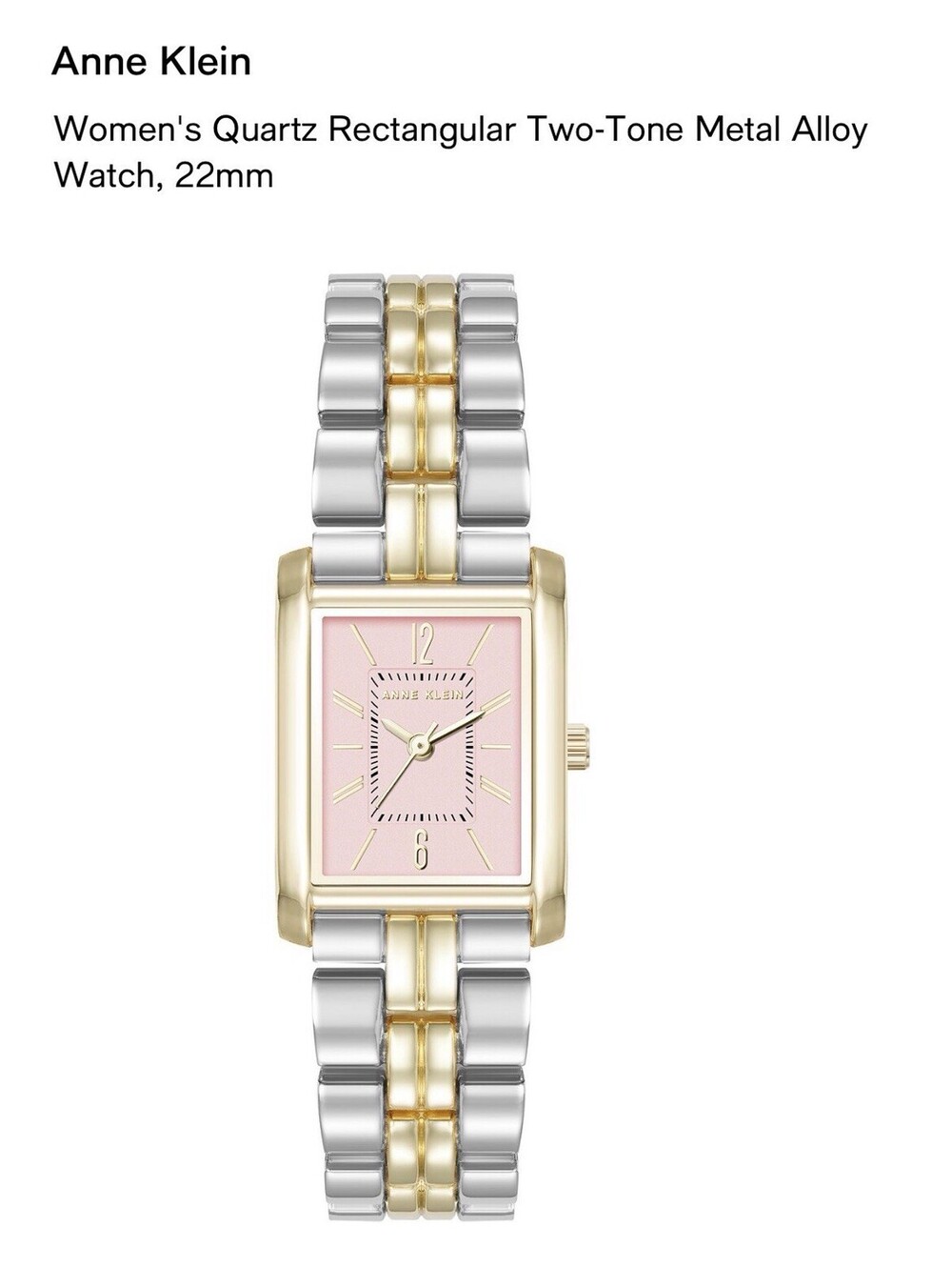 Anne Klein Women’s Pink Quartz  2-tone Watch Metal Alloy 22mm New MSRP $95